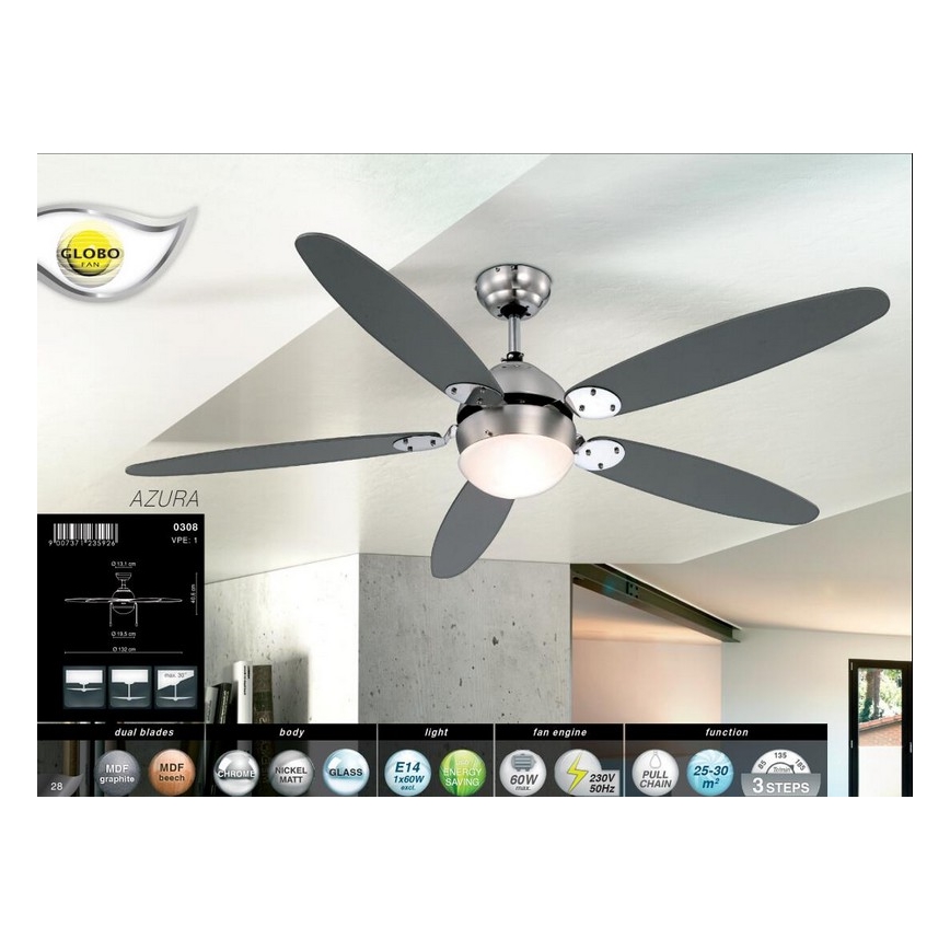 Globo - Стельовий вентилятор 1xE14/60W/230V
