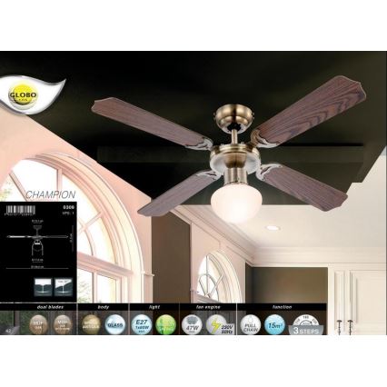 Globo - Потолочный вентилятор 1xE27/60W/230V