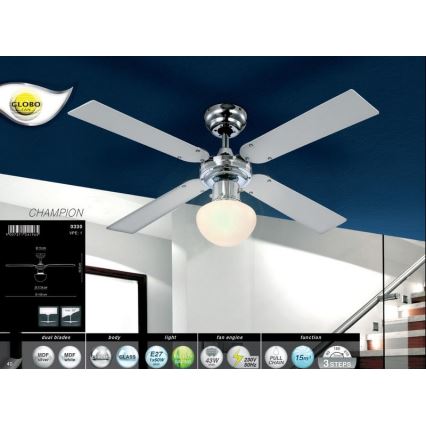 Globo - Стельовий вентилятор 1xE27/60W/230V