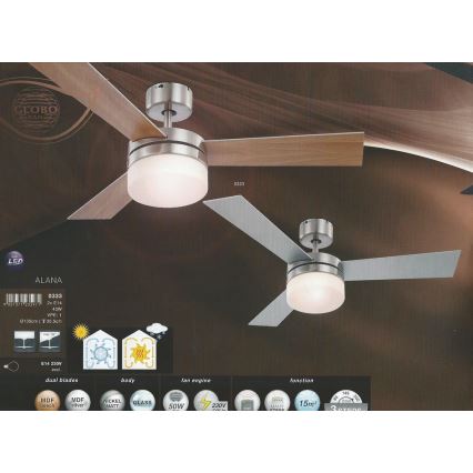Globo - Стельовий вентилятор 2xE14/40W/230V
