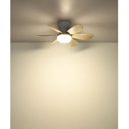 Globo - Диммируемый LED-потолочный вентилятор LED/5W/230V 2700-6500K бежевый + пульт дистанционного управления