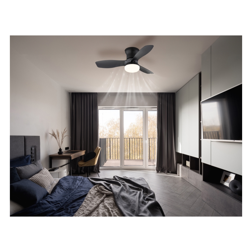 Globo - Диммируемый потолочный вентилятор LED/15W/230V 2700-6500K чёрный + пульт дистанционного управления