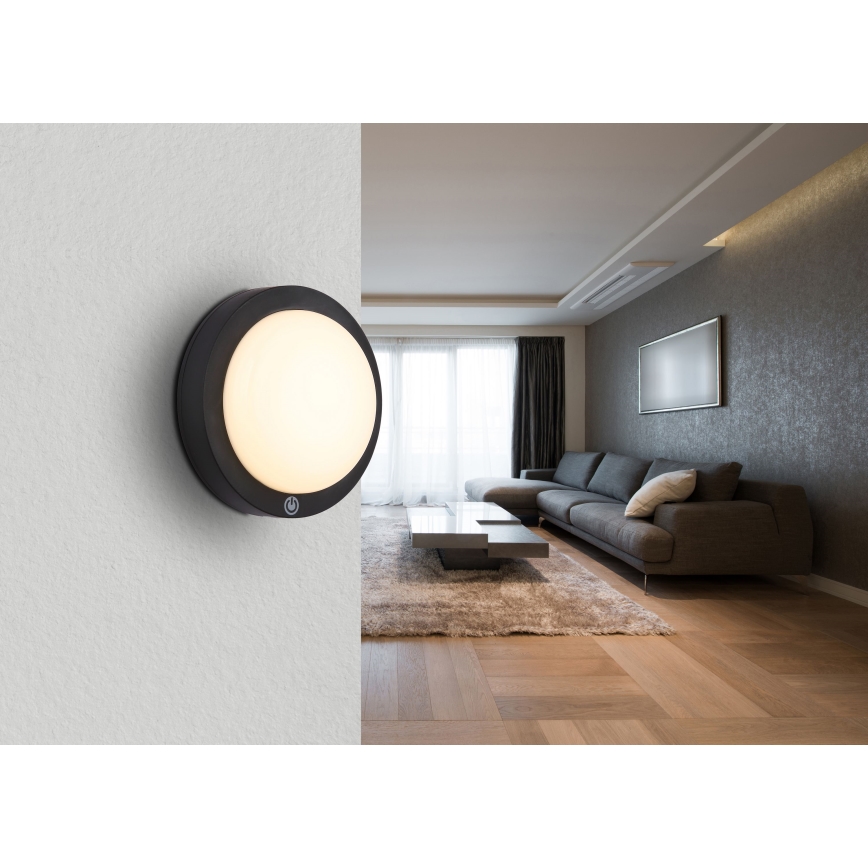 Globo - Светодиодный аккумуляторный сенсорный настенный светильник LED/1,2W/3,7V диаметр 15 см 1800 mAh черный