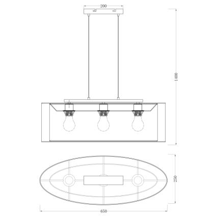 Globo 15190H2 - Люстра на тросе THEO 3xE27/60W/230V