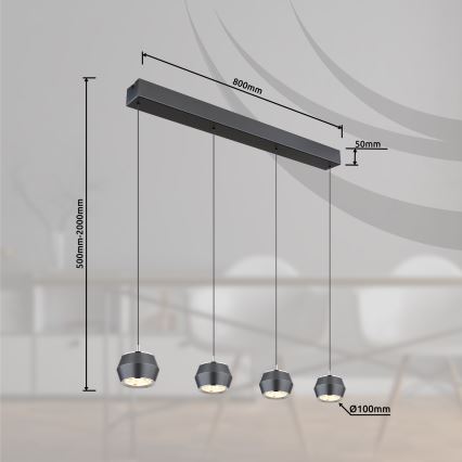 Globo - Світлодіодна підвісна люстра 4xLED/6W/230V