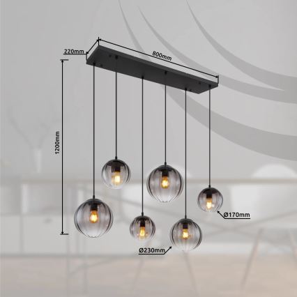 Globo - Підвісна люстра 6xE27/60W/230V