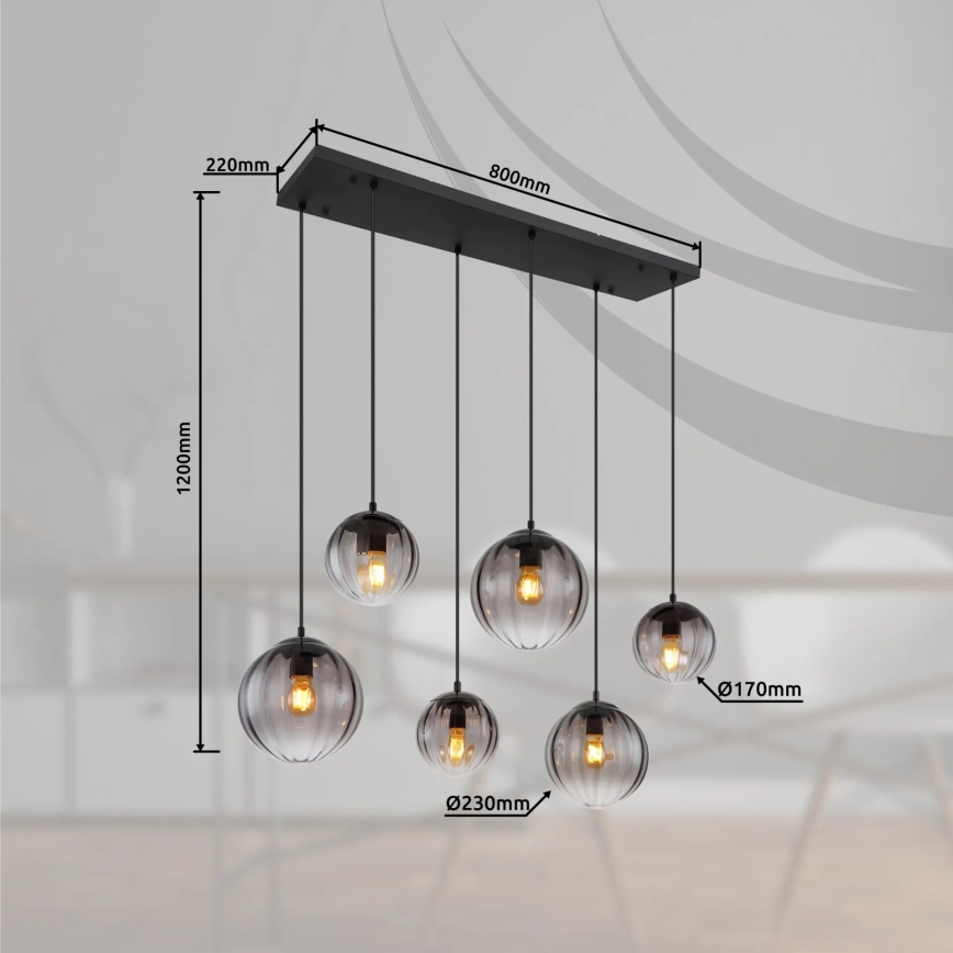 Globo - Підвісна люстра 6xE27/60W/230V