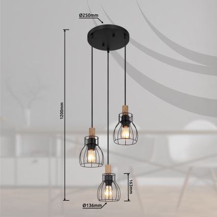 Globo - Подвесная люстра 3xE27/40W/230V