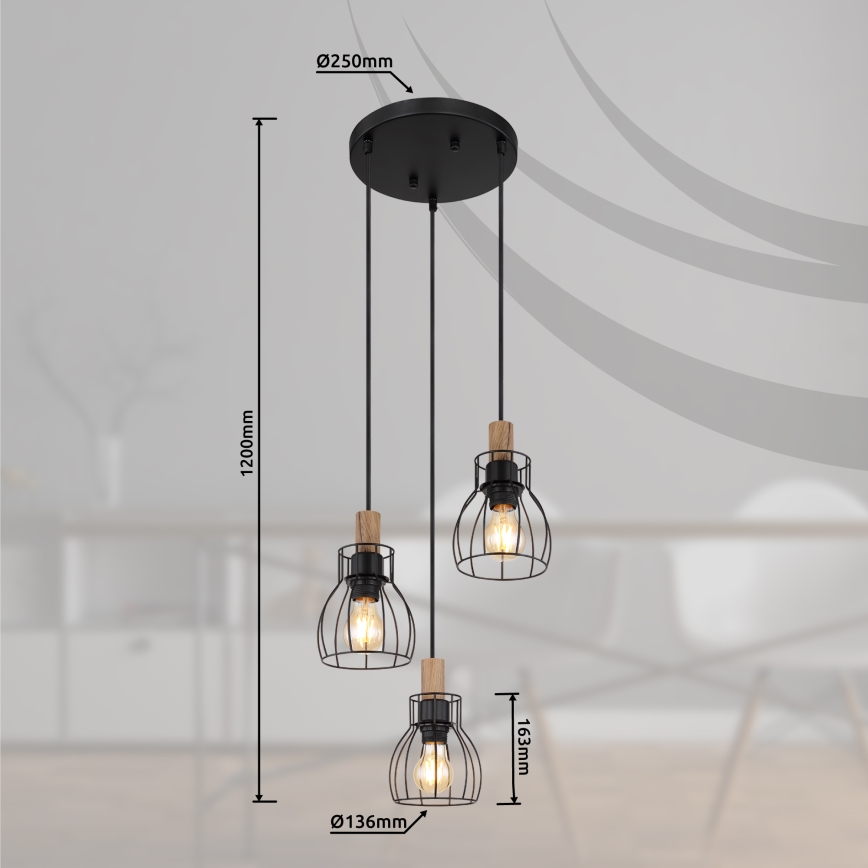 Globo - Подвесная люстра 3xE27/40W/230V