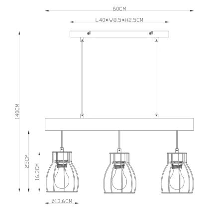 Globo - Підвісна люстра 3xE27/40W/230V