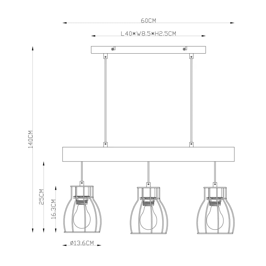 Globo - Підвісна люстра 3xE27/40W/230V