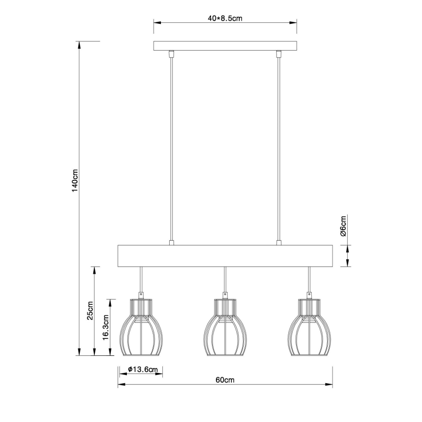 Globo - Люстра на тросе 3xE27/60W/230V