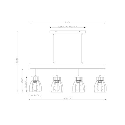 Globo - Подвесная люстра 4xE27/40W/230V