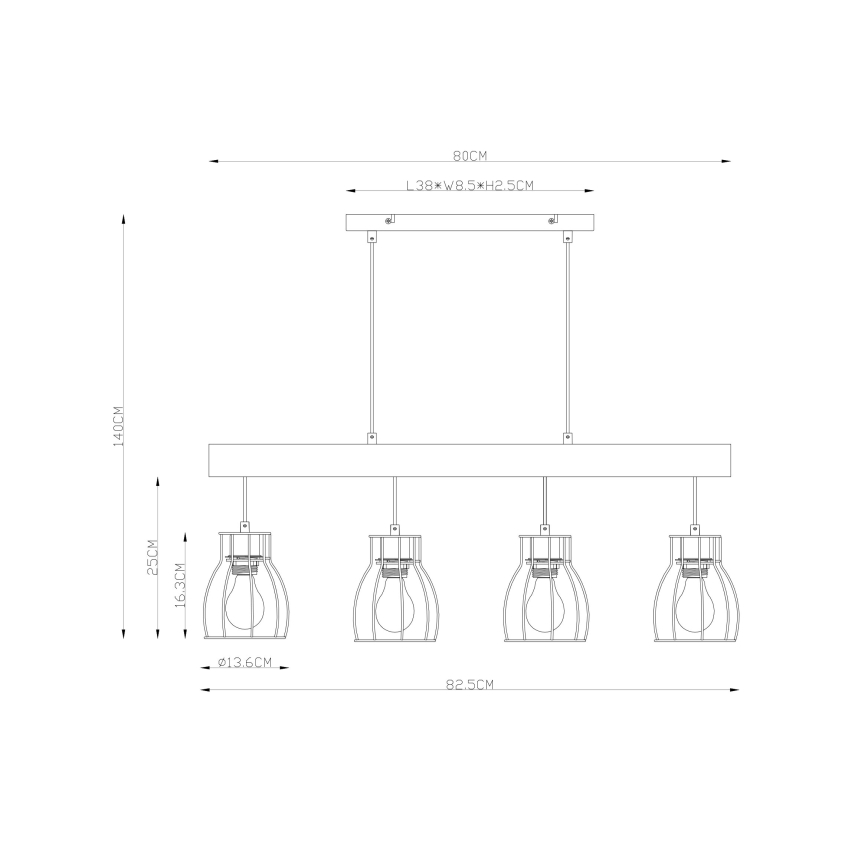 Globo - Подвесная люстра 4xE27/40W/230V