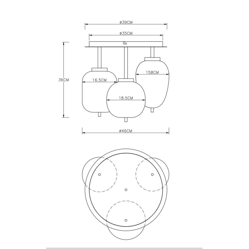 Globo - Пристельова люстра 3xE14/40W/230V чорний