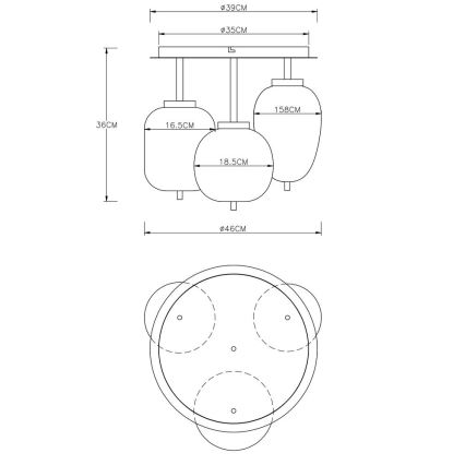 Globo - Пристельова люстра 3xE14/40W/230V латунь