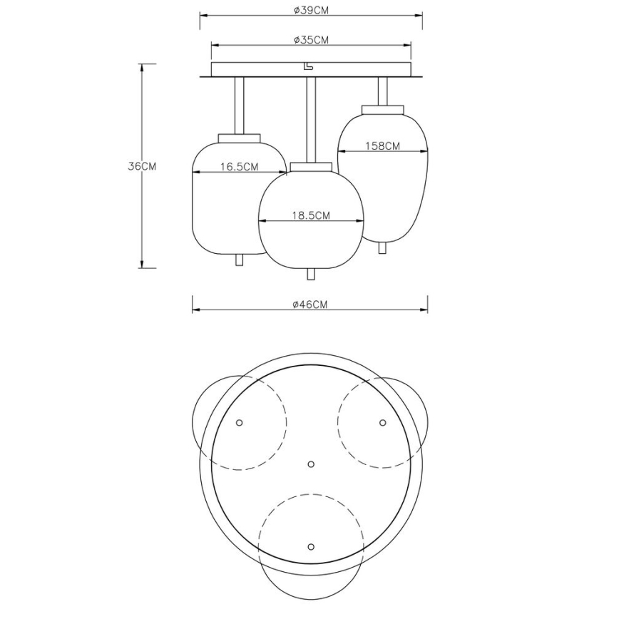 Globo - Пристельова люстра 3xE14/40W/230V латунь
