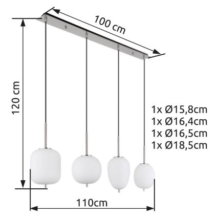 Globo - Підвісна люстра 4xE14/40W/230V білий