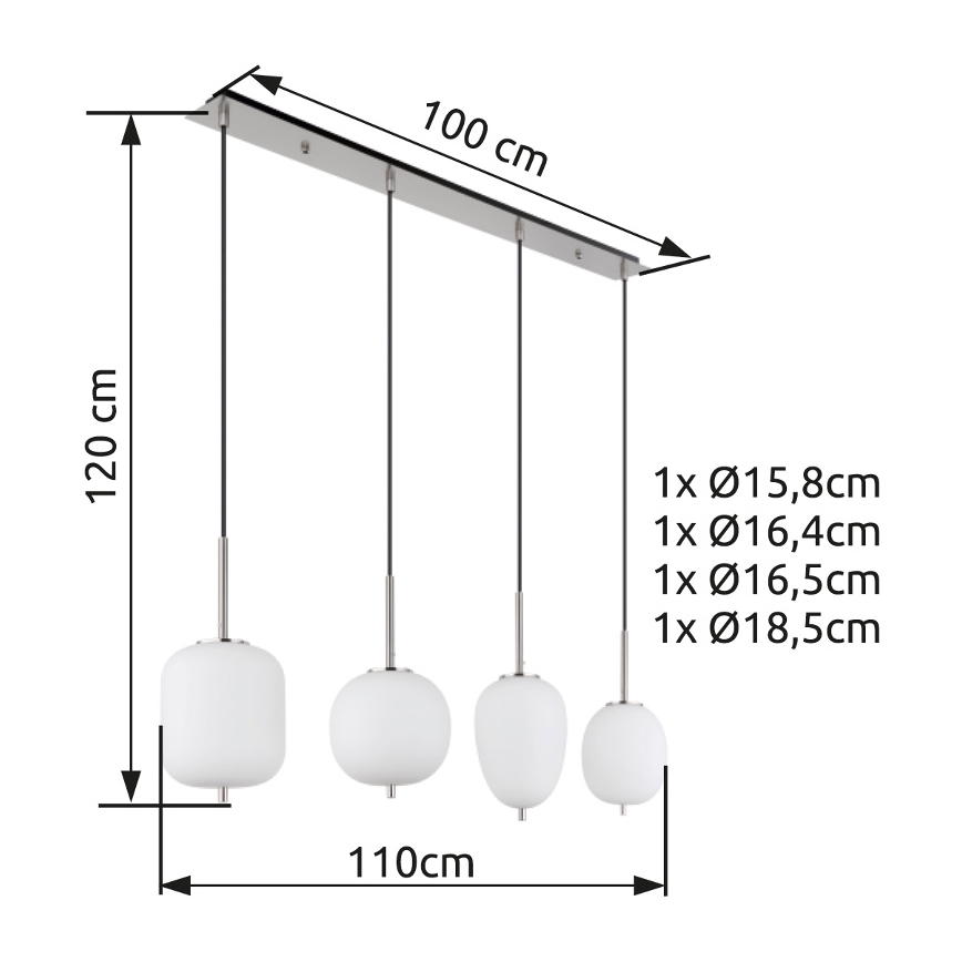 Globo - Підвісна люстра 4xE14/40W/230V білий