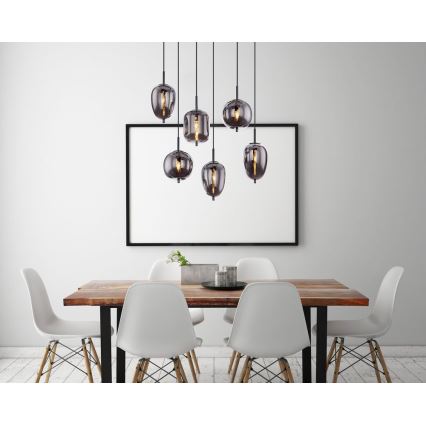 Globo - Люстра на тросі 6xE14/40W/230V чорна