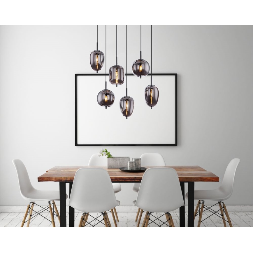 Globo - Люстра на тросі 6xE14/40W/230V чорна