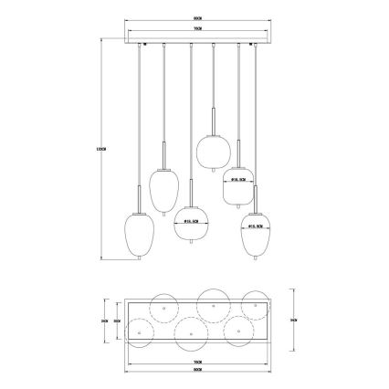 Globo - Подвесная люстра 6xE14/40W/230V черная