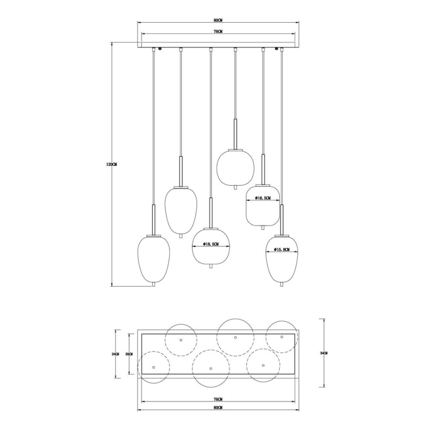 Globo - Подвесная люстра 6xE14/40W/230V черная