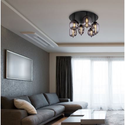 Globo - Накладна люстра 6xE14/40W/230V чорна