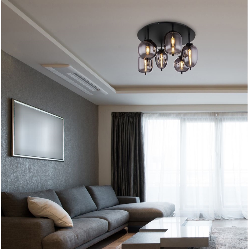 Globo - Накладна люстра 6xE14/40W/230V чорна