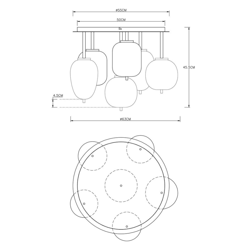 Globo - Пристельова люстра 6xE14/40W/230V чорний