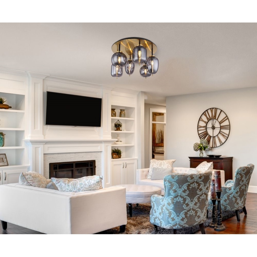 Globo - Припотолочная люстра 6xE14/40W/230V латунь