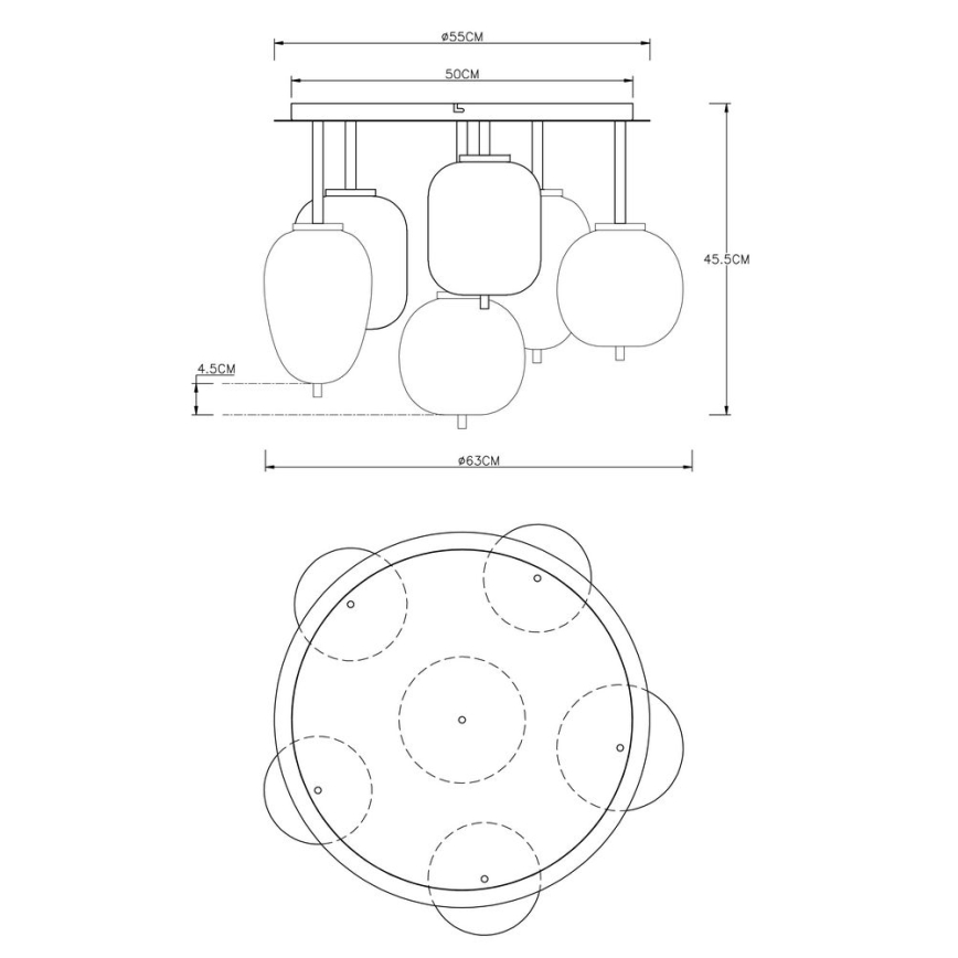 Globo - Припотолочная люстра 6xE14/40W/230V латунь