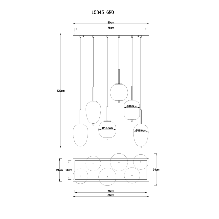 Globo - Підвісна люстра 6xE14/40W/230V глянцевий хром