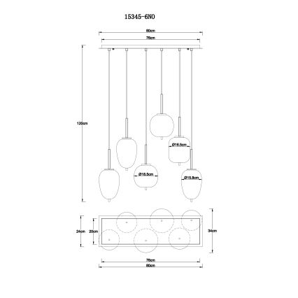Globo - Подвесная люстра 6xE14/40W/230V блестящий хром