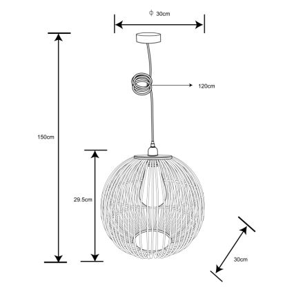 Globo - Подвесная люстра 1xE27/60W/230V бамбук