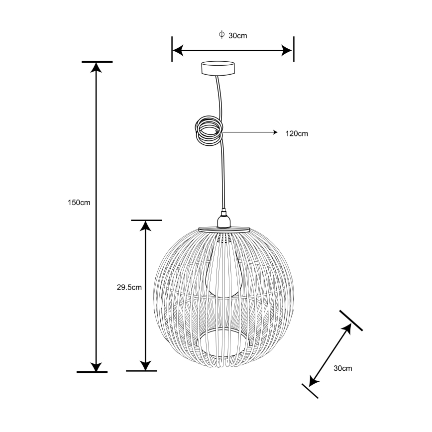 Globo - Подвесная люстра 1xE27/60W/230V бамбук