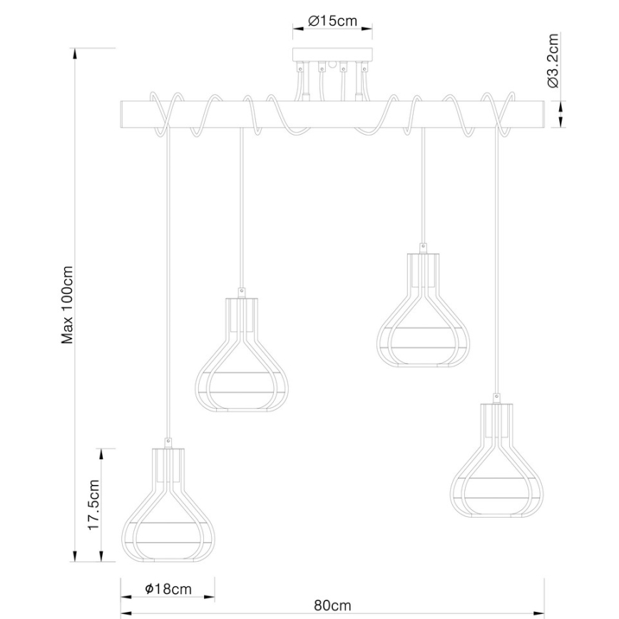 Globo - Підвісна люстра 4xE27/60W/230V