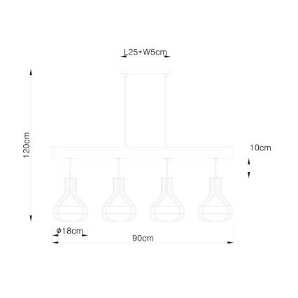 Globo 15388-4H - Люстра на тросе CLASTRA 4xE27/60W/230V