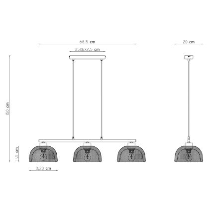 Globo 15393-3 - Люстра на тросе VITIANO 3xE14/40W/230V