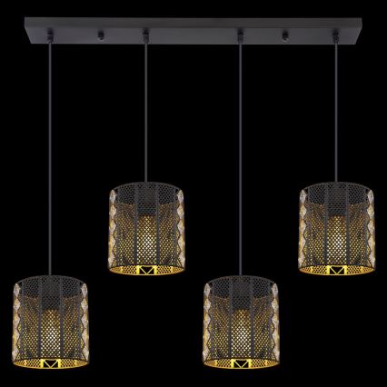 Globo - Люстра на тросі 4xE27/60W/230V золото/чорний