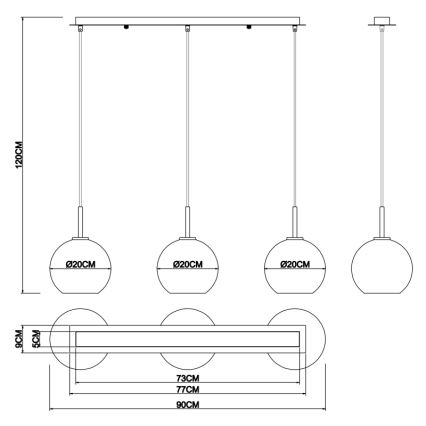 Globo - Подвесная люстра 3xE27/60W/230V