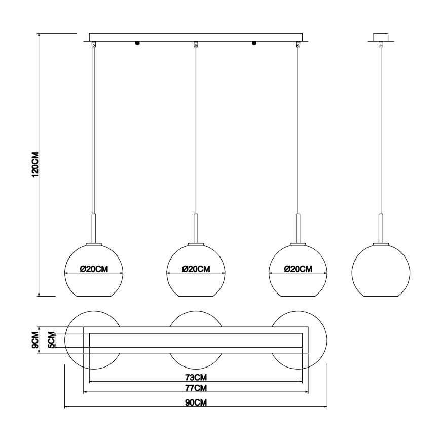 Globo - Подвесная люстра 3xE27/60W/230V