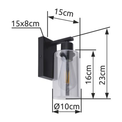 Globo - Настінний світильник 1xE27/60W/230V чорний