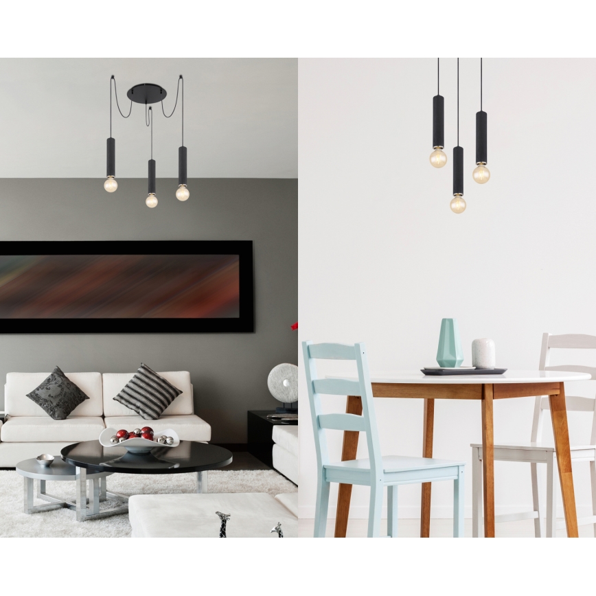 Globo - Підвісна люстра 3xE27/60W/230V чорне дерево