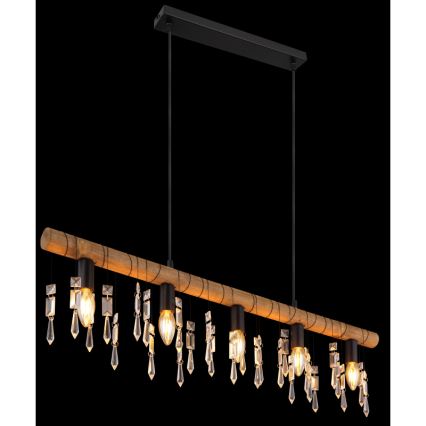 Globo 15532-5H - Люстра на тросі KIRA 5xE14/40W/230V чорна/коричнева