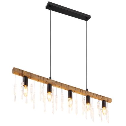 Globo 15532-5H - Люстра на тросі KIRA 5xE14/40W/230V чорна/коричнева