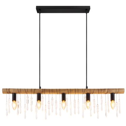 Globo 15532-5H - Люстра на тросі KIRA 5xE14/40W/230V чорна/коричнева