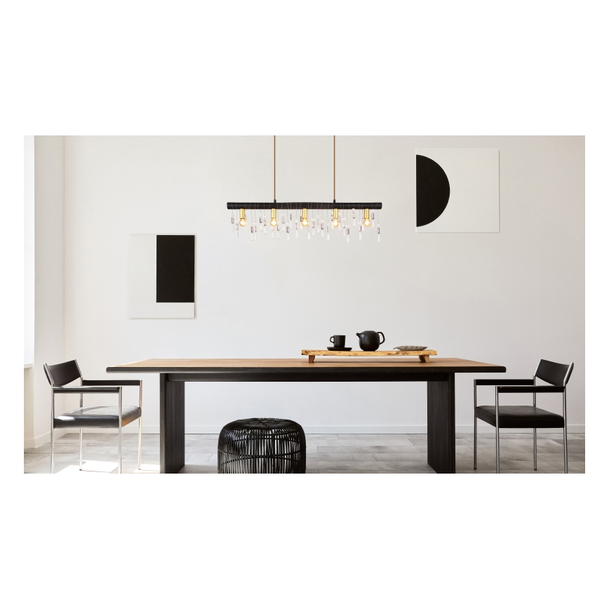 Globo 15532-5HB - Подвесная люстра на тросе KIRA 5xE14/40W/230V чёрная