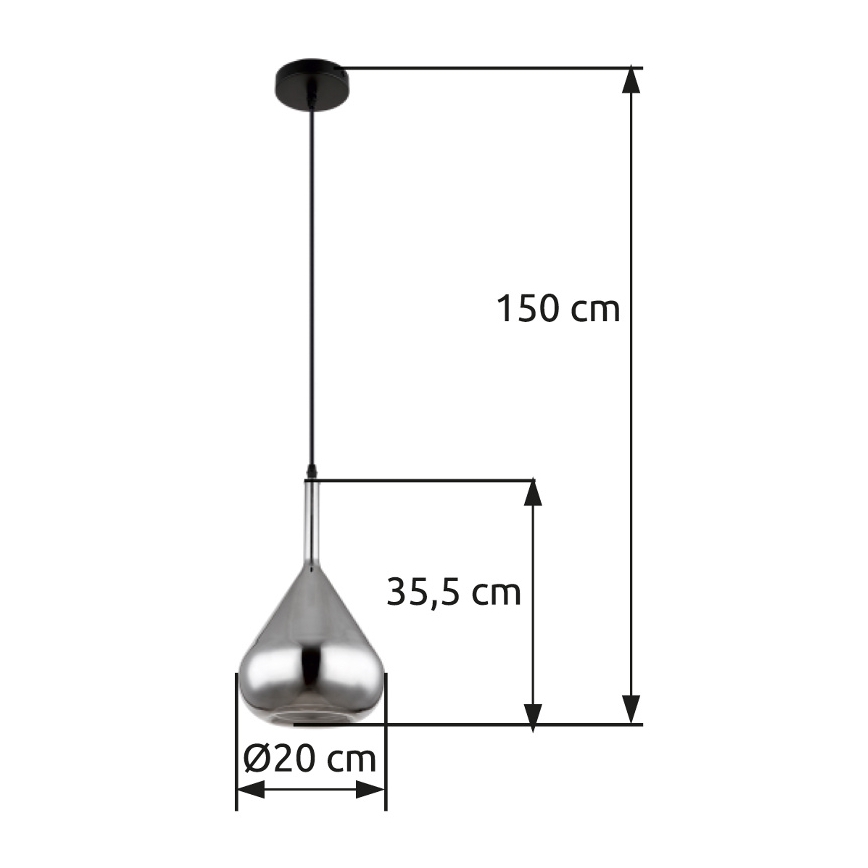 Globo - Підвісна люстра 1xE27/60W/230V діаметр 20 см чорний