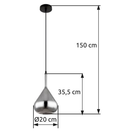 Globo - Підвісна люстра 1xE27/60W/230V діаметр 20 см чорний